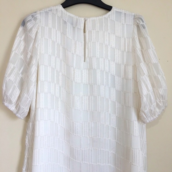 Lulus Check Up On It White and Gold Short Sleeve Mini Shift Dress - Picture 7 of 16